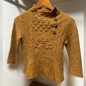 Moth Vintage Golden Button-Detail Turtleneck Sweater